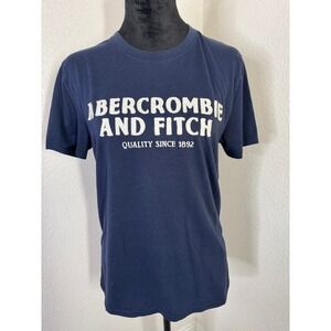 Abercrombie & Fitch T-Shirt Womens Small Blue Graphic Logo Cotton Blend